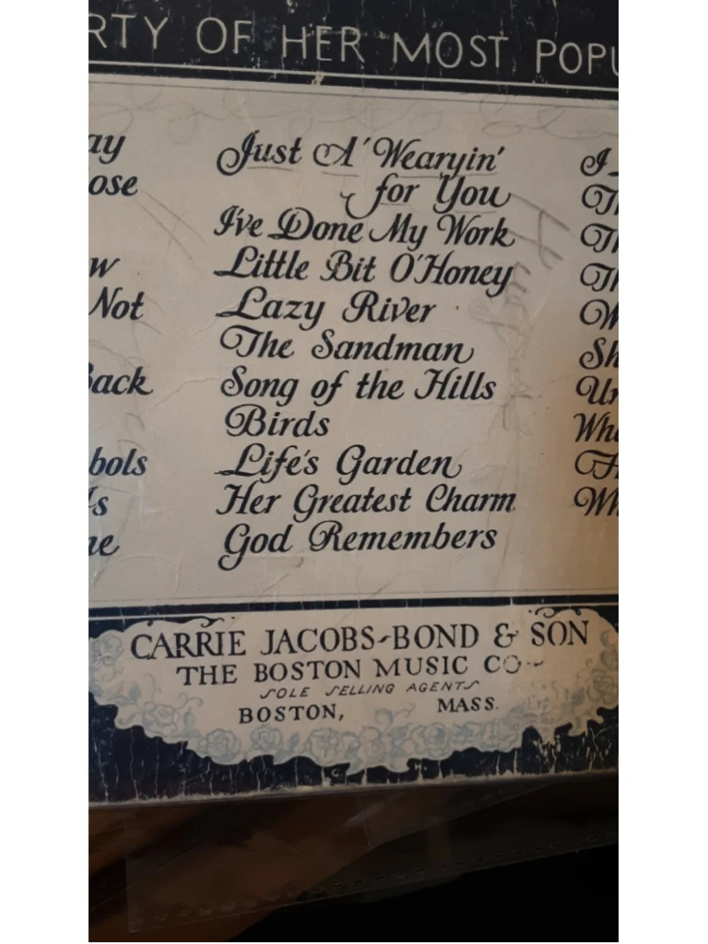 Songs Everybody Sings by Carrie Jacobs-Bond Boston Music Songbook vintage